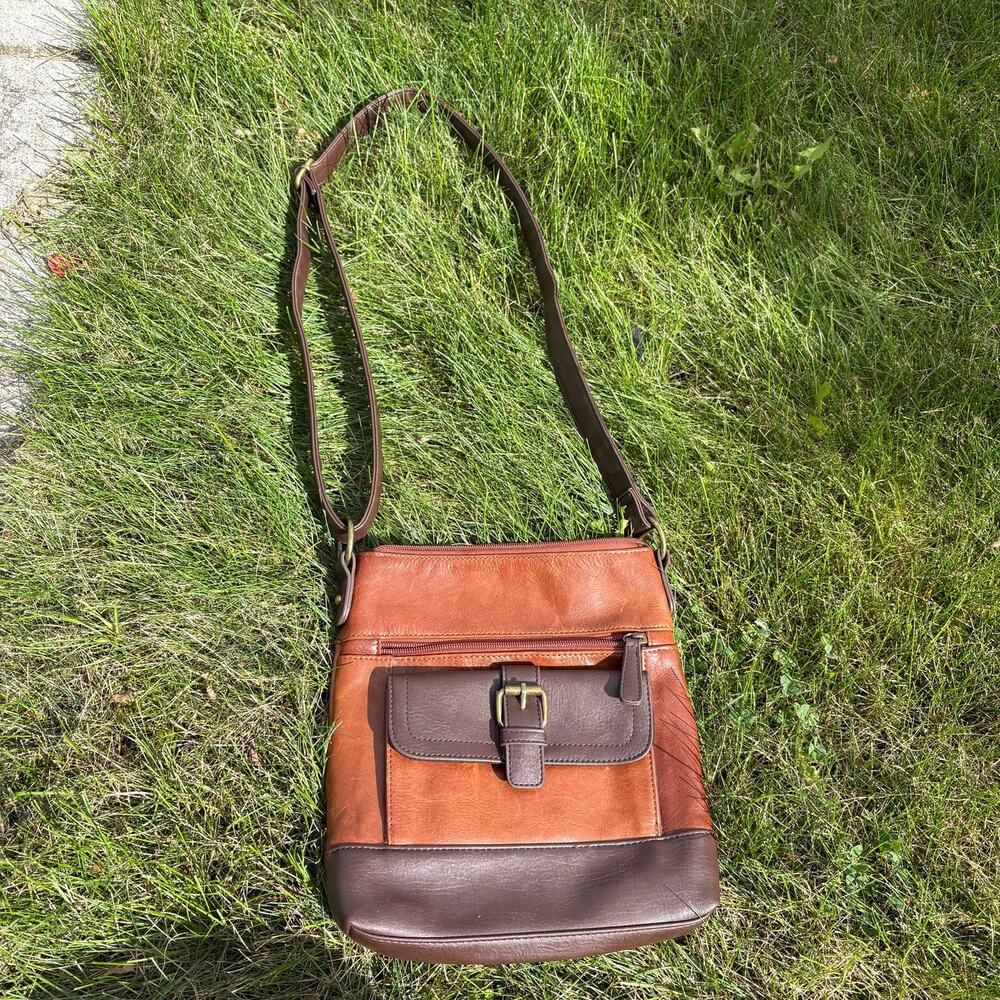Stone & Co. Two Tone Leather Brown Crossbody Bag